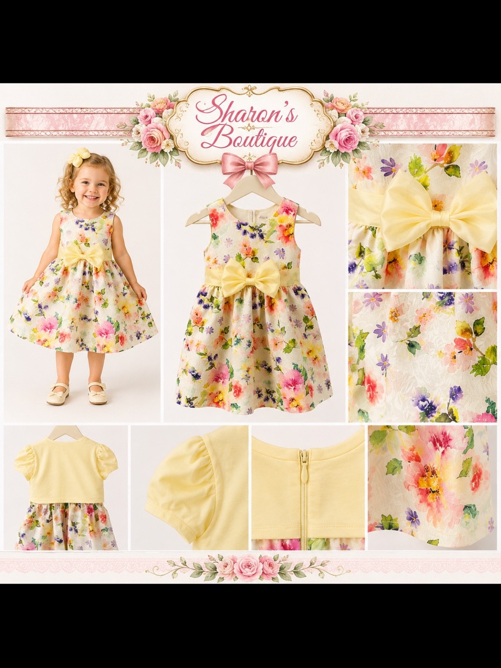 Bonnie Baby Floral Dress with Yellow Bolero Set | 24 Months | EUC